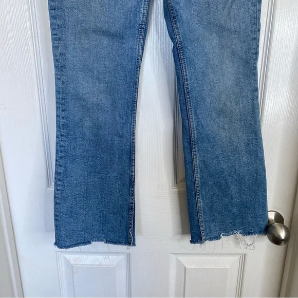 ZARA Bootcut Jeans Medium Wash Raw Hem Size 4 - Picture 5 of 6